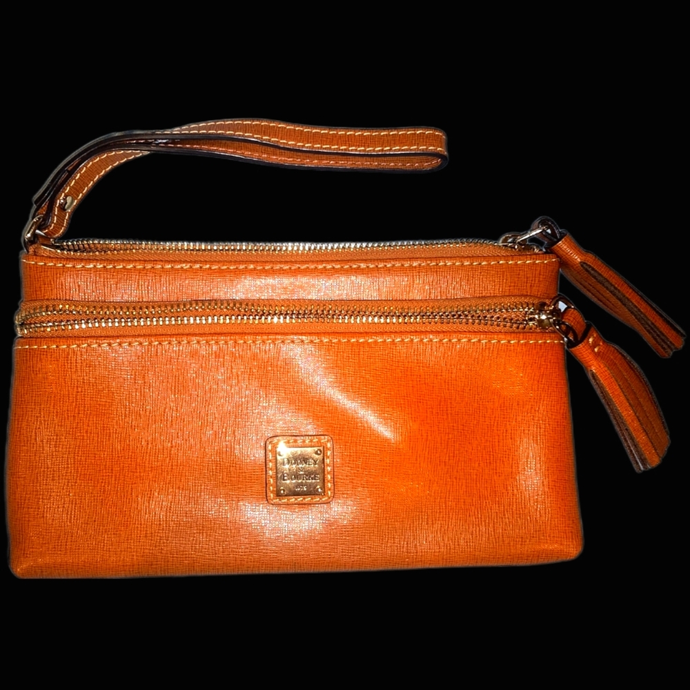 Dooney And Bourke Orange Leather Wristlet